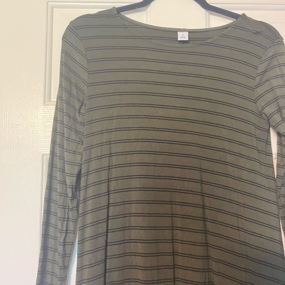 Old navy Xs long sleeve olive green and black striped dress rayon spandex - Picture 6 of 8